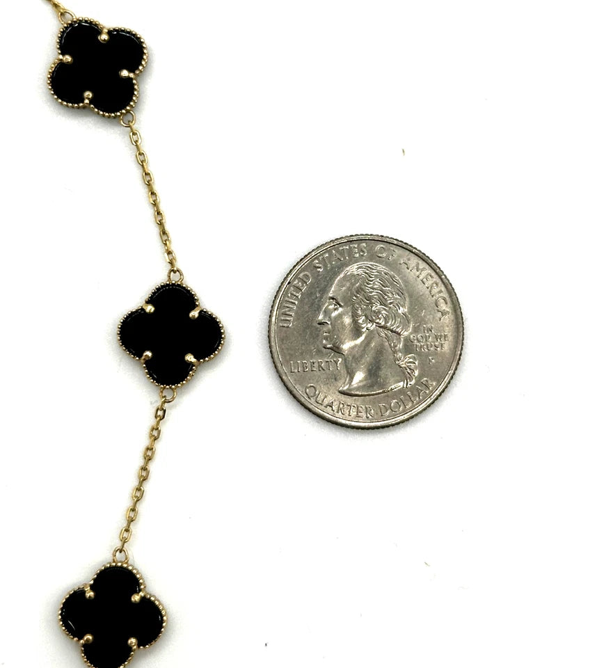 10k yg Black Onyx Clover Necklace