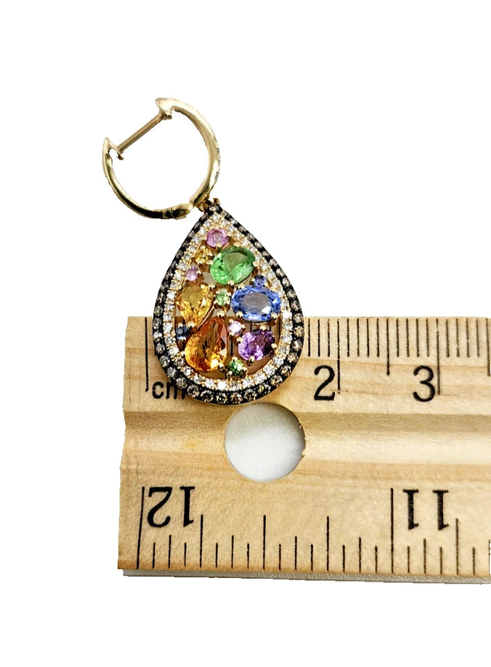 14k yg EFFY Watercolors Sapphire and Diamond Dangle Earrings