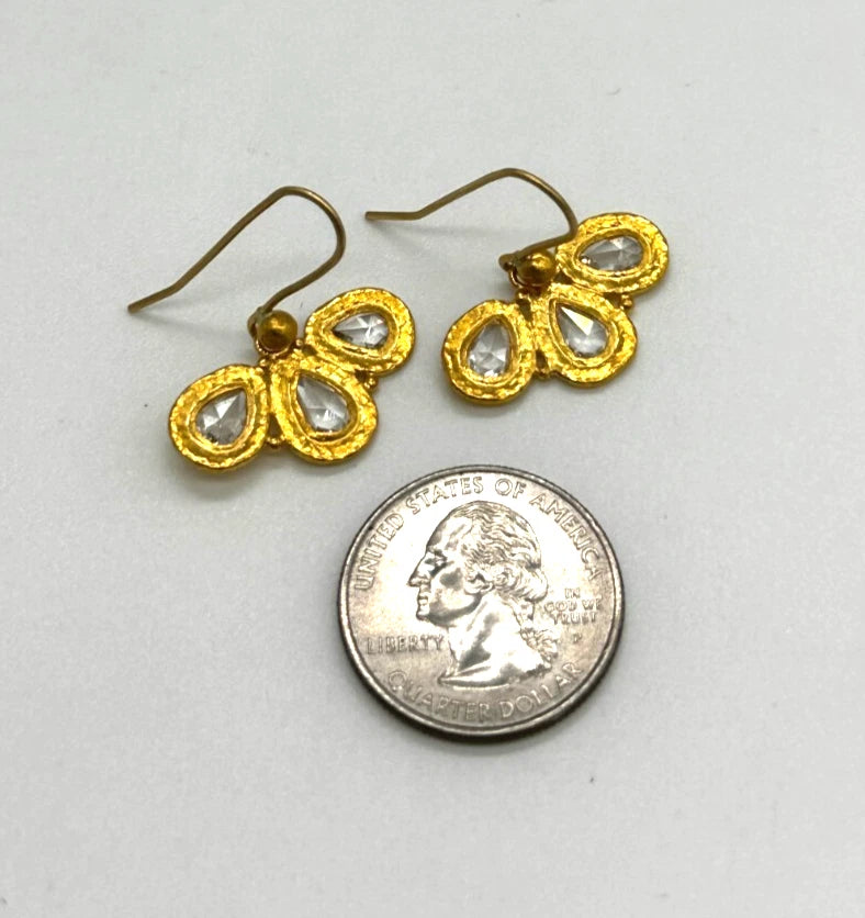 22k yg One of a Kind Gurhan Rose Cut Diamond Earrings