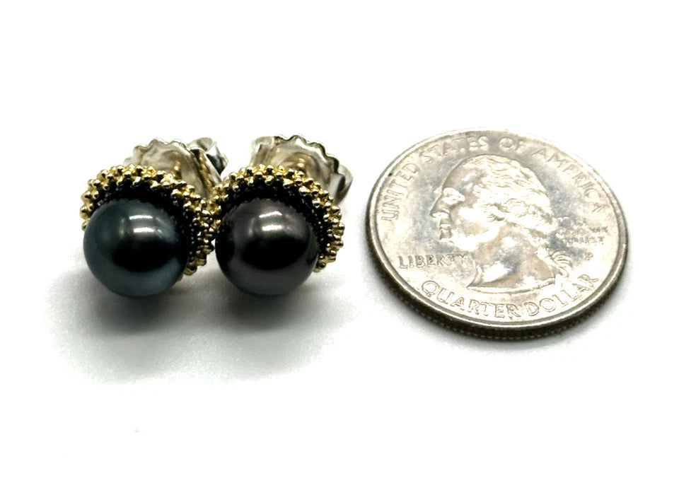 18k/14k/SS LAGOS Tahitian Pearl Stud Earrings