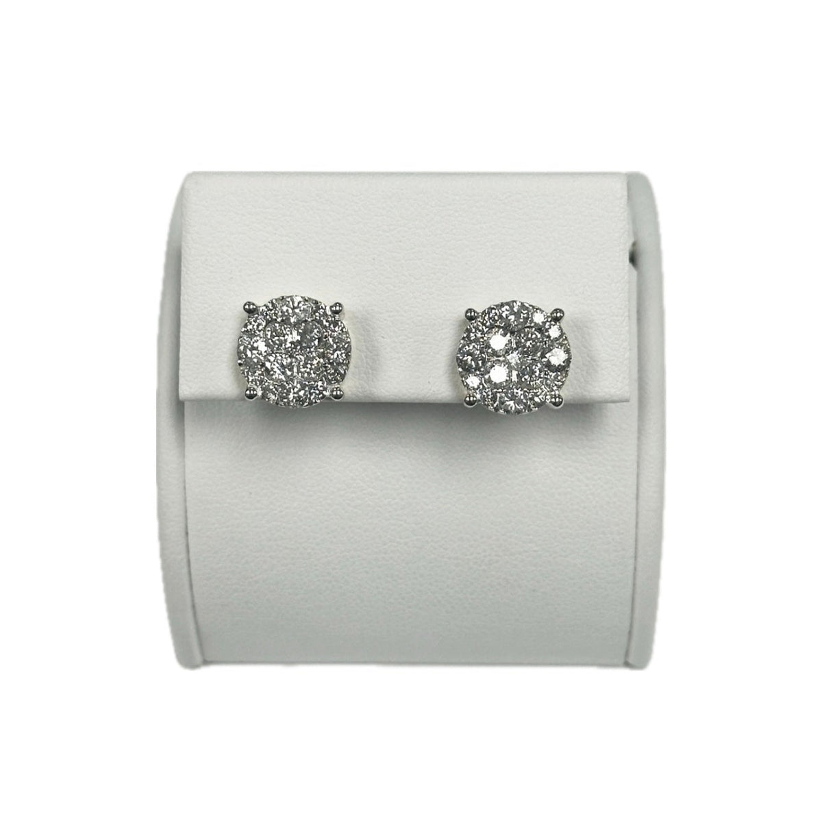 10k yg Round Diamond Cluster Stud Earrings