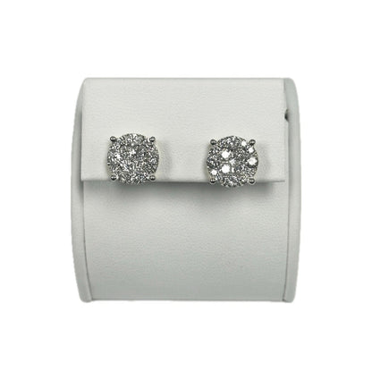 10k yg Round Diamond Cluster Stud Earrings