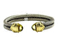 David Yurman 14k yg & .925 Renaissance double Cable Cuff Bracelet w/Citrine Ends