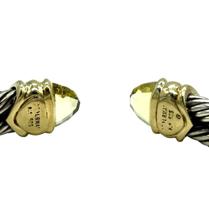 David Yurman 14k yg & .925 Renaissance double Cable Cuff Bracelet w/Citrine Ends