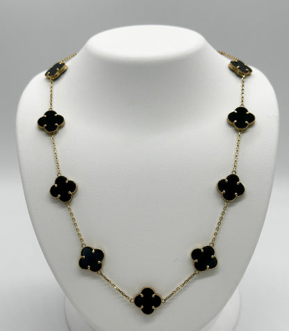 10k yg Black Onyx Clover Necklace