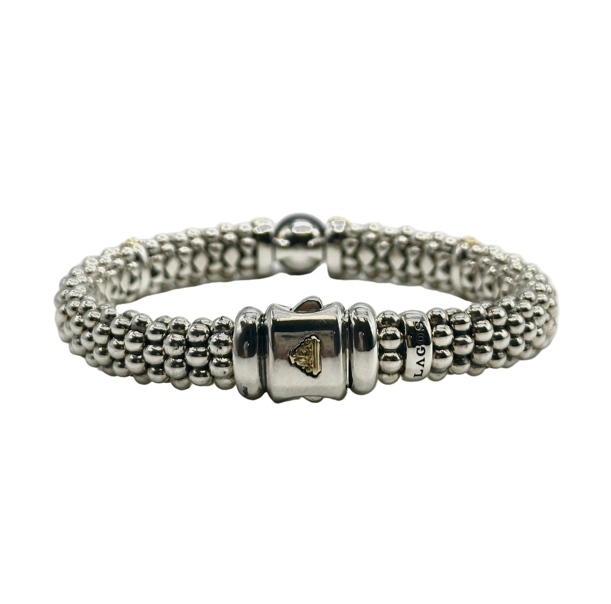 18k yg/SS LAGOS Two-Tone Tahitian Pearl Caviar Bracelet