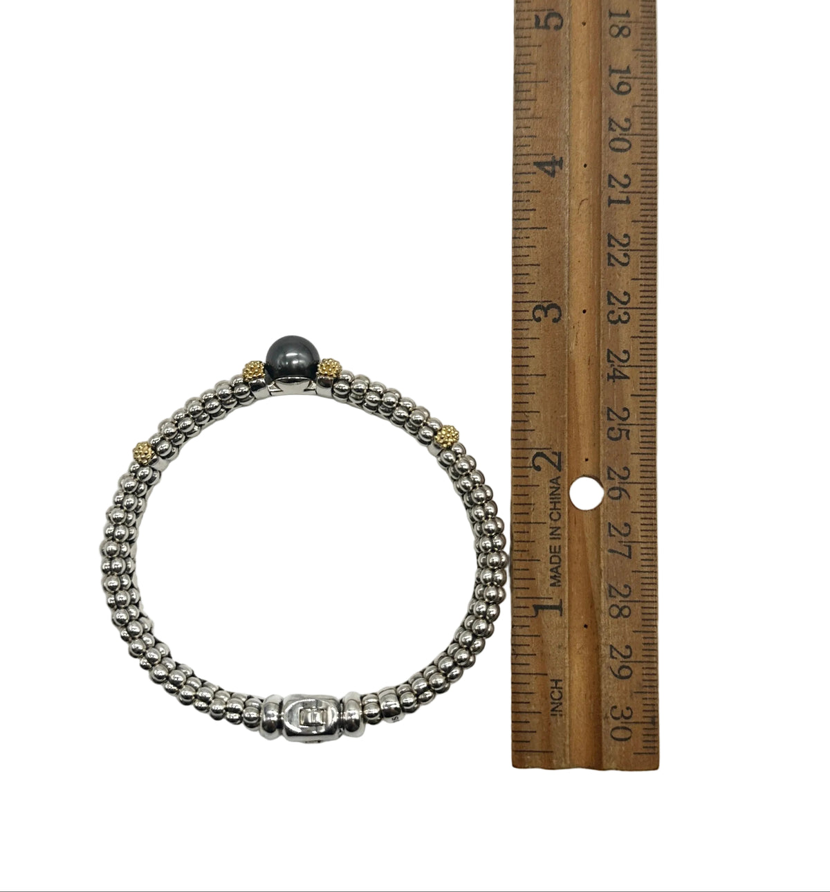 18k yg/SS LAGOS Two-Tone Tahitian Pearl Caviar Bracelet
