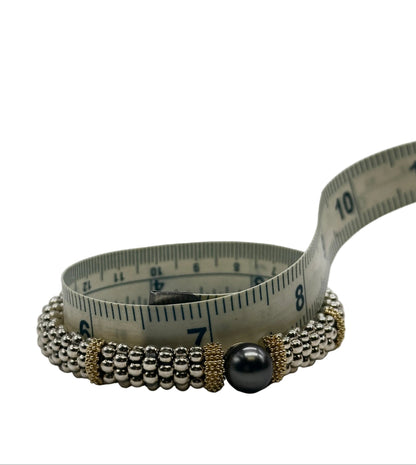 18k yg/SS LAGOS Two-Tone Tahitian Pearl Caviar Bracelet