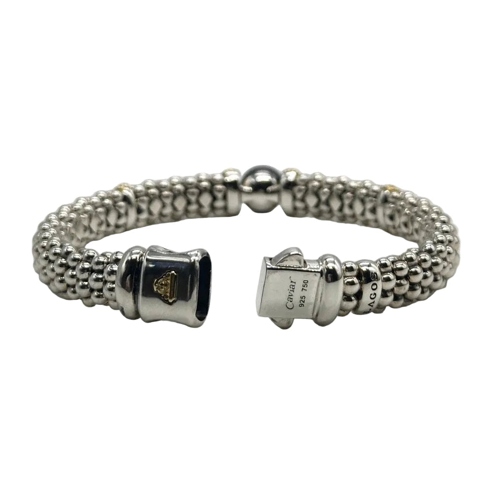 18k yg/SS LAGOS Two-Tone Tahitian Pearl Caviar Bracelet
