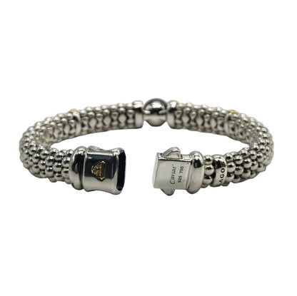 18k yg/SS LAGOS Two-Tone Tahitian Pearl Caviar Bracelet