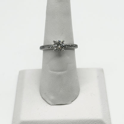 Platinum Rnd. Solitaire Diamond Engagement Ring w/Rnd. Diamond Channel Set Eternity Band