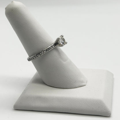 Platinum Rnd. Solitaire Diamond Engagement Ring w/Rnd. Diamond Channel Set Eternity Band