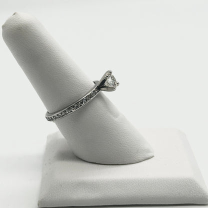 Platinum Rnd. Solitaire Diamond Engagement Ring w/Rnd. Diamond Channel Set Eternity Band