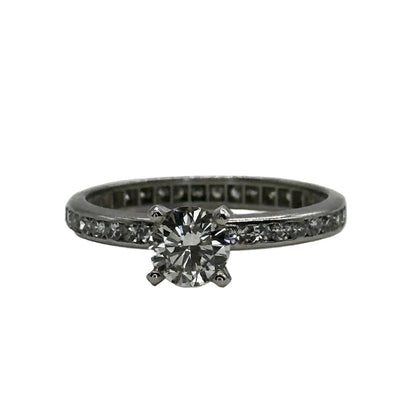 Platinum Rnd. Solitaire Diamond Engagement Ring w/Rnd. Diamond Channel Set Eternity Band