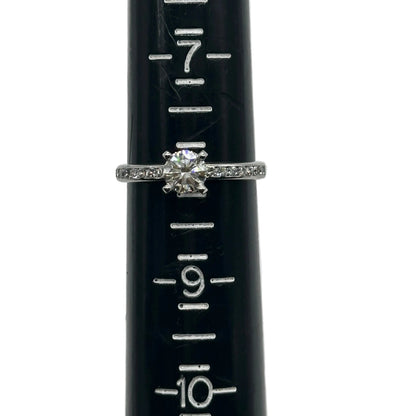 Platinum Rnd. Solitaire Diamond Engagement Ring w/Rnd. Diamond Channel Set Eternity Band