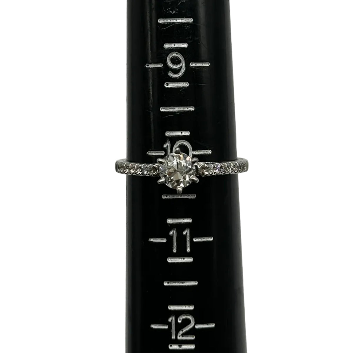 18k wg 6-Prong Rnd. Diamond Solitaire Ring W/filigree & Hidden Diamonds