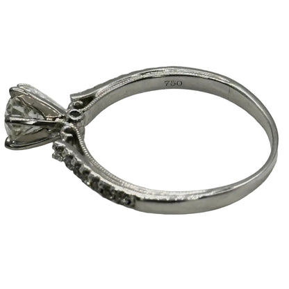 18k wg 6-Prong Rnd. Diamond Solitaire Ring W/filigree & Hidden Diamonds