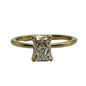 18k yg Lab Grown Rect. Modified brilliant Solitaire Ring w/Diamond Cert.
