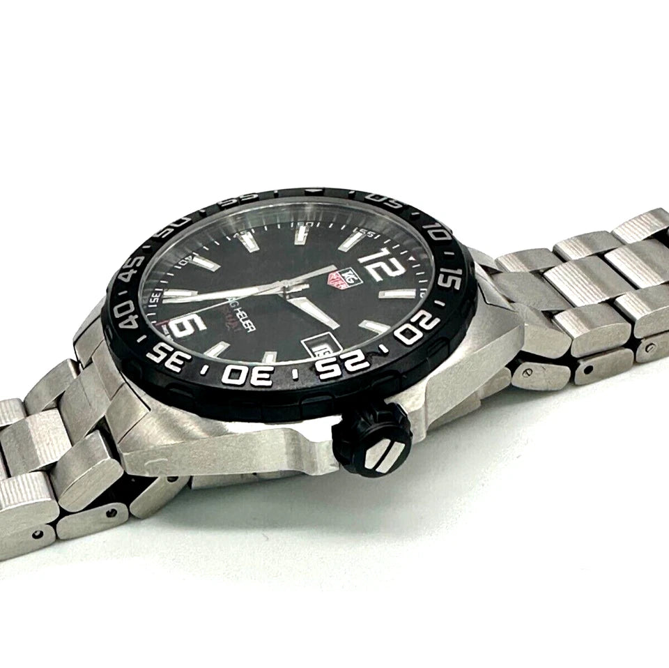 TAG Heuer Mens Silver Tone Black Dial Quartz Watch