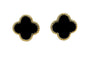 14k yg Black Onyx Clover Stud Earrings