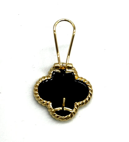 14k yg Black Onyx Clover Stud Earrings