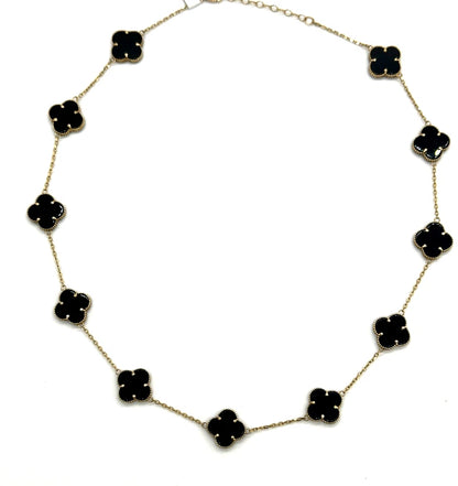 10k yg Black Onyx Clover Necklace