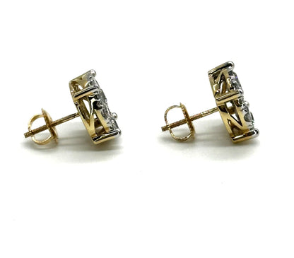10k yg Round Diamond Cluster Stud Earrings