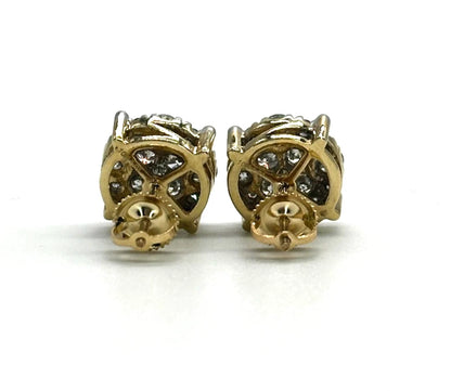 10k yg Round Diamond Cluster Stud Earrings