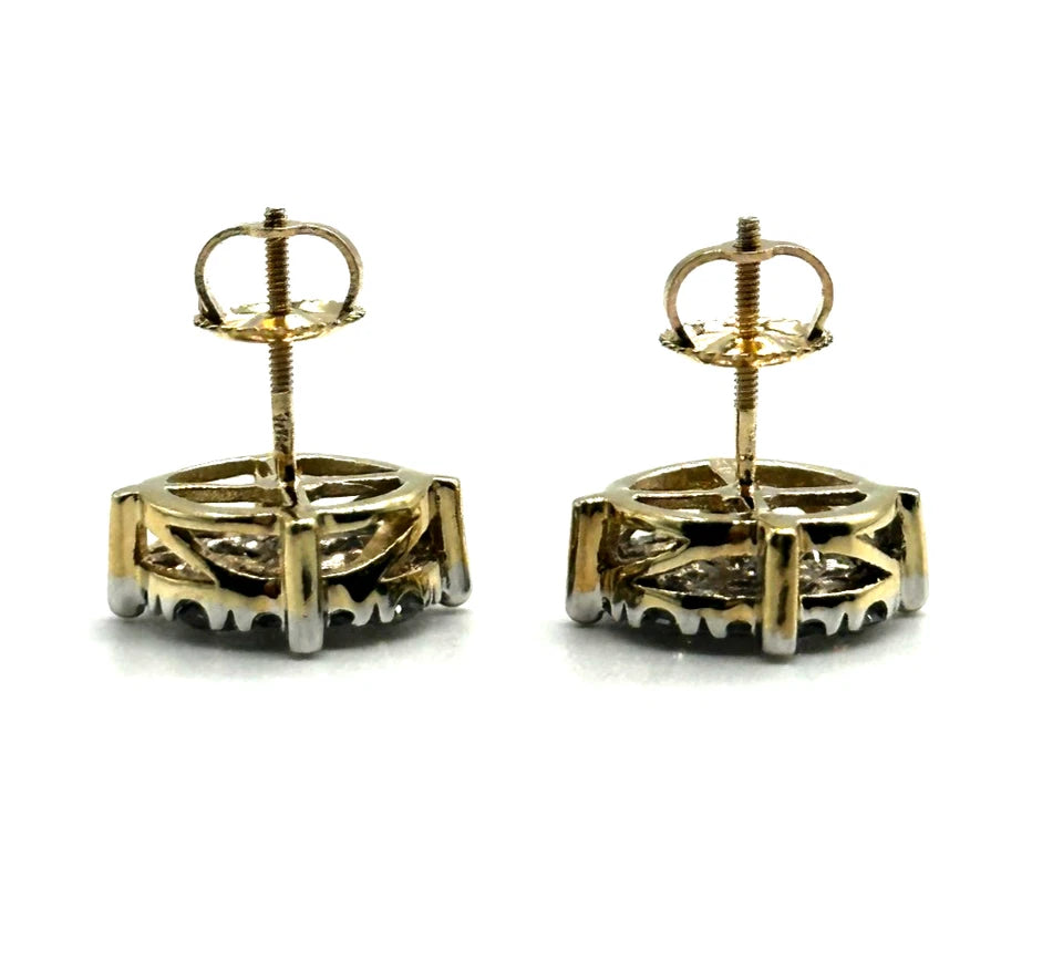 10k yg Round Diamond Cluster Stud Earrings