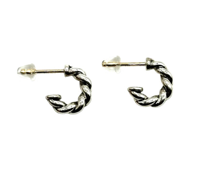 14k/SS David Yurman Small Twist Half Hoop Earrings