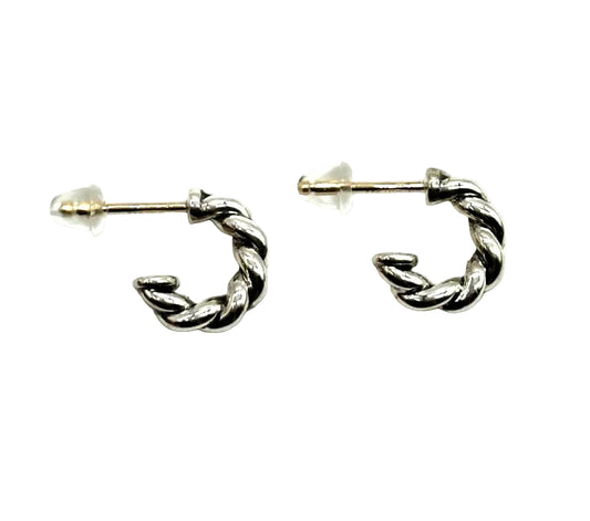 14k/SS David Yurman Small Twist Half Hoop Earrings