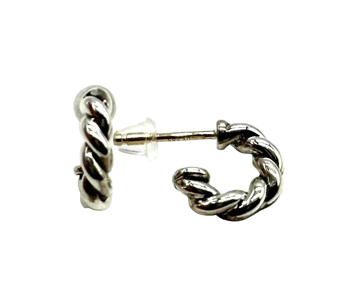 14k/SS David Yurman Small Twist Half Hoop Earrings