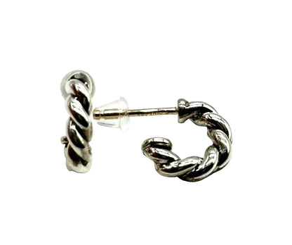14k/SS David Yurman Small Twist Half Hoop Earrings