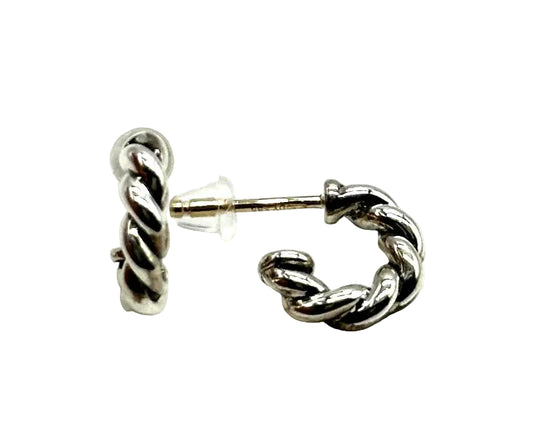 14k/SS David Yurman Small Twist Half Hoop Earrings