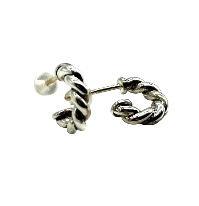 14k/SS David Yurman Small Twist Half Hoop Earrings