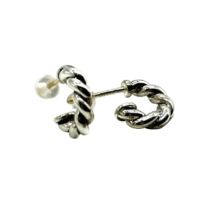 14k/SS David Yurman Small Twist Half Hoop Earrings