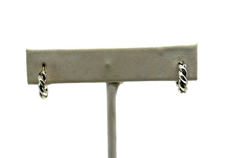 14k/SS David Yurman Small Twist Half Hoop Earrings