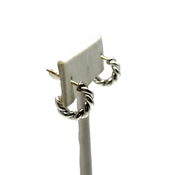 14k/SS David Yurman Small Twist Half Hoop Earrings