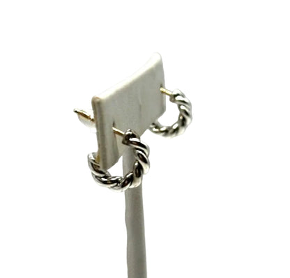 14k/SS David Yurman Small Twist Half Hoop Earrings