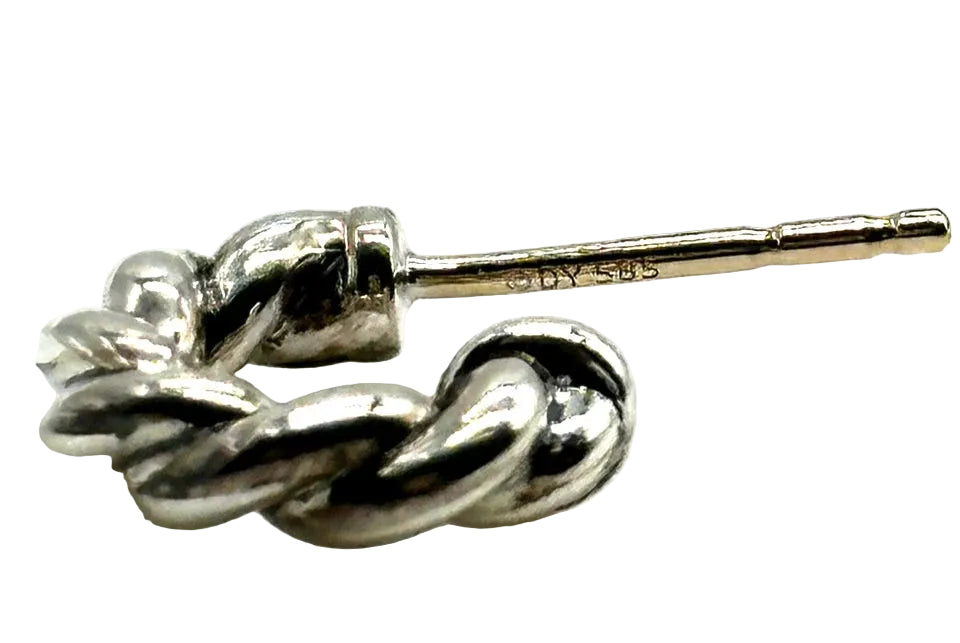 14k/SS David Yurman Small Twist Half Hoop Earrings