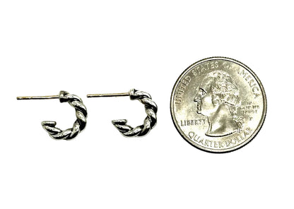 14k/SS David Yurman Small Twist Half Hoop Earrings