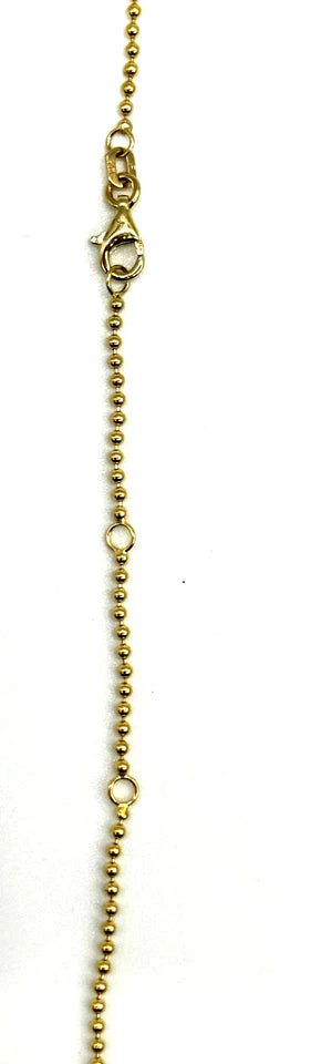 14k yg Lab Diamond Solitaire Necklace w/ Beaded Chain