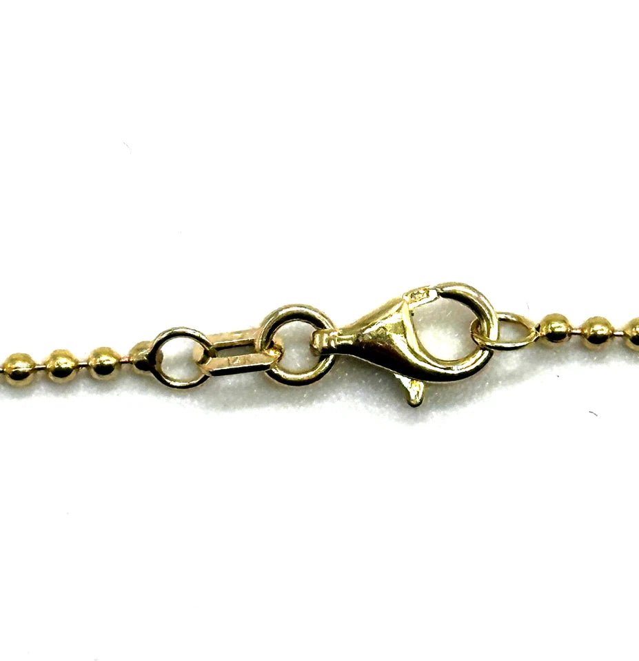 14k yg Lab Diamond Solitaire Necklace w/ Beaded Chain