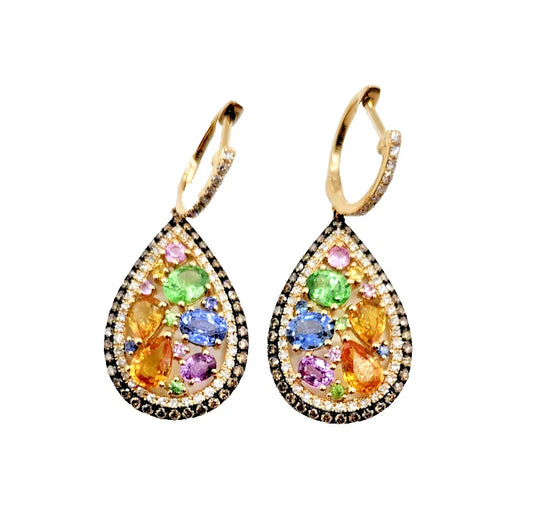 14k yg EFFY Watercolors Sapphire and Diamond Dangle Earrings