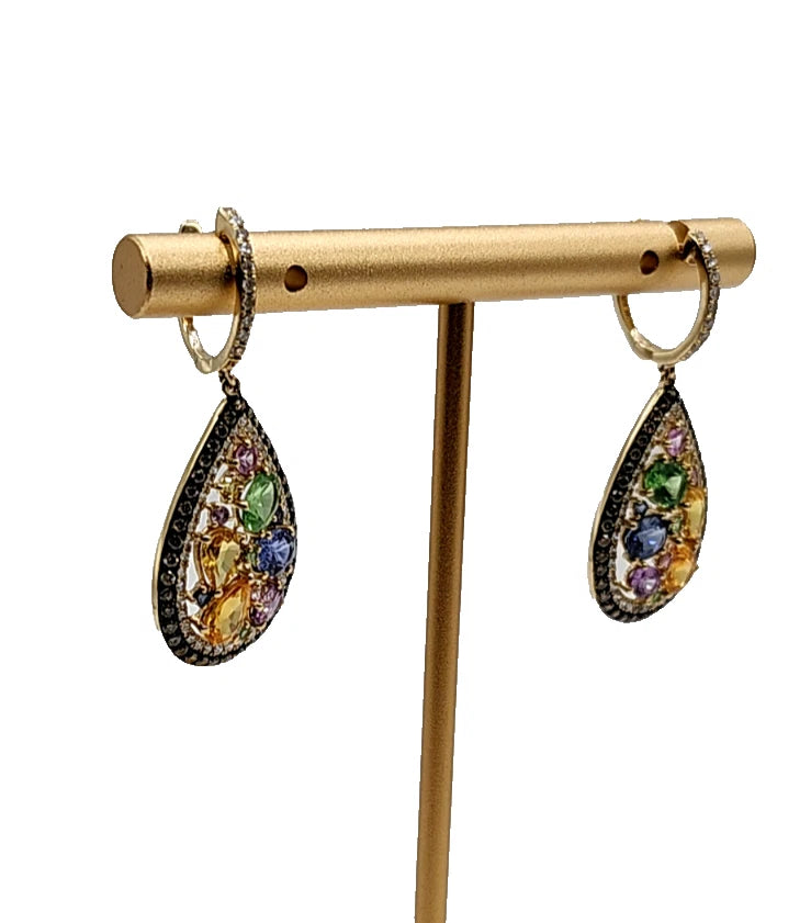 14k yg EFFY Watercolors Sapphire and Diamond Dangle Earrings