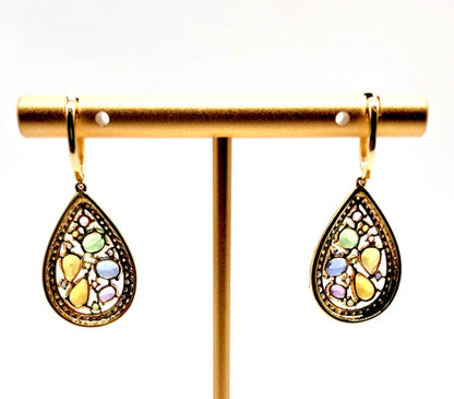14k yg EFFY Watercolors Sapphire and Diamond Dangle Earrings