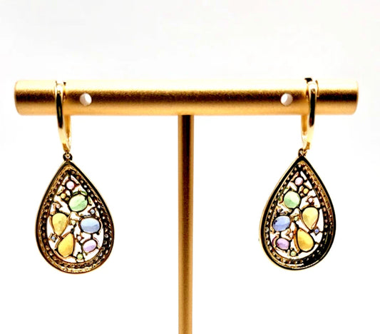 14k yg EFFY Watercolors Sapphire and Diamond Dangle Earrings