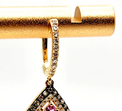 14k yg EFFY Watercolors Sapphire and Diamond Dangle Earrings