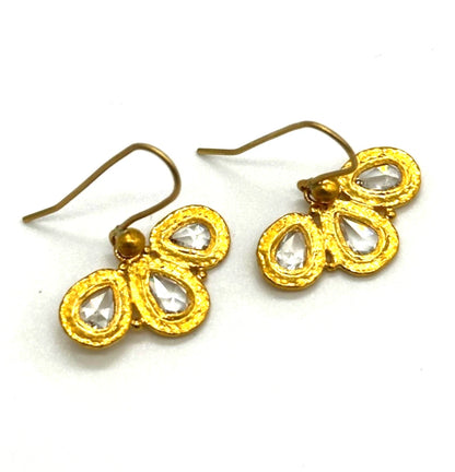 22k yg One of a Kind Gurhan Rose Cut Diamond Earrings