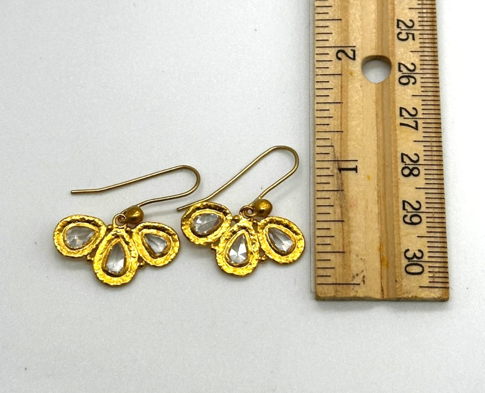 22k yg One of a Kind Gurhan Rose Cut Diamond Earrings
